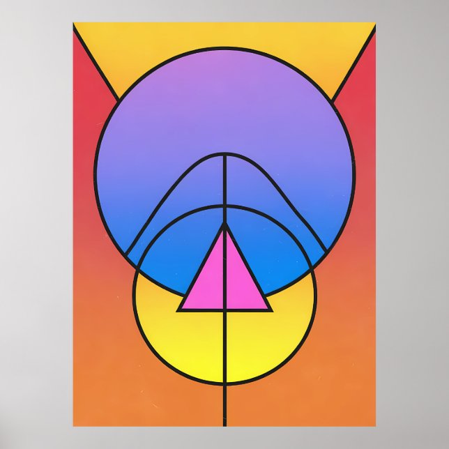 Abstract Geometric Circles Line Colorful Poster (Devant)