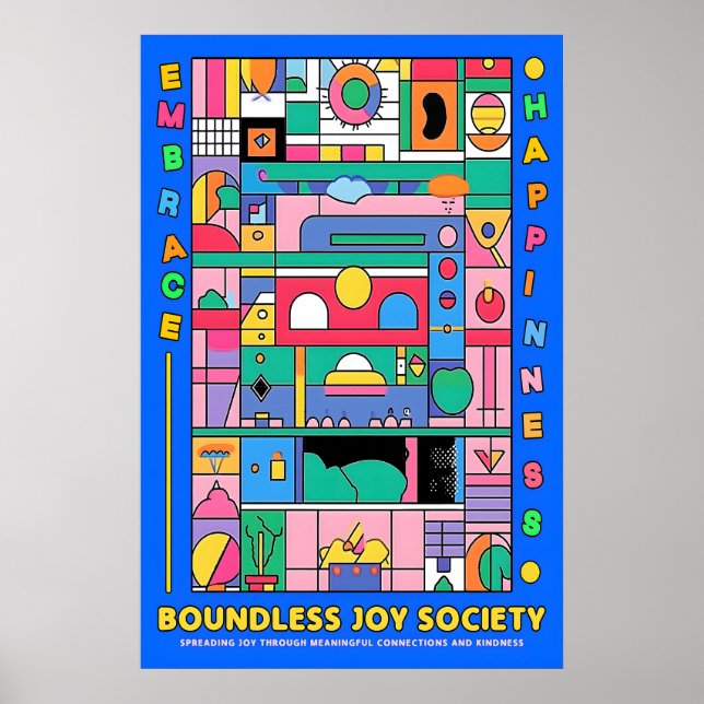 Abstract Geometric Joy Poster Vibrant Modern Wall (Devant)