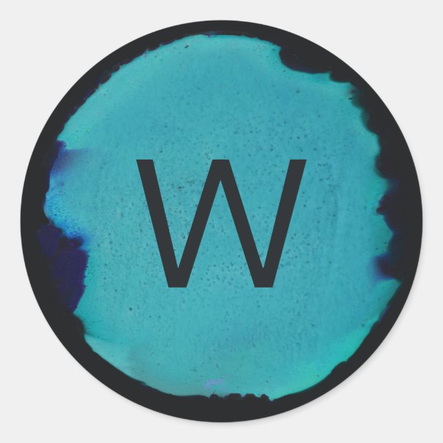 Abstract Green Teal Blue Monogram Sticker (Devant)