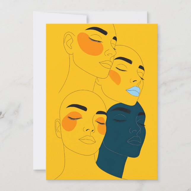 Abstract Line Art Print, Four Overlapping Faces (Devant)