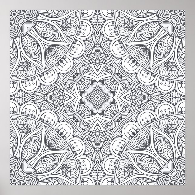 Abstract mandala coloring Poster (Devant)