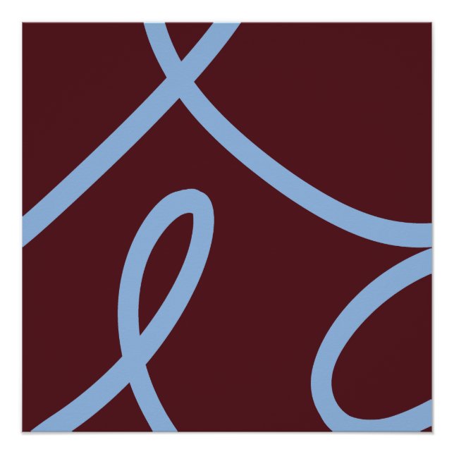 Abstract Poster – Blue Lines on Burgundy (Devant)