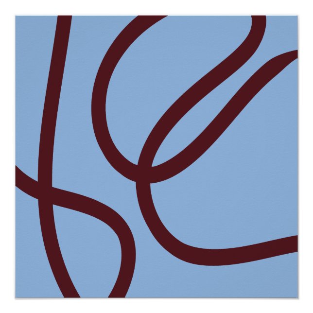 Abstract Poster – Burgundy Lines on Light Blue (Devant)