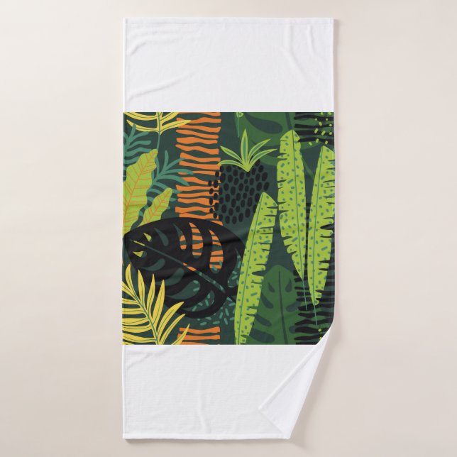 Abstract seamless pattern with tropical leaves. Ha (Serviette de bain)