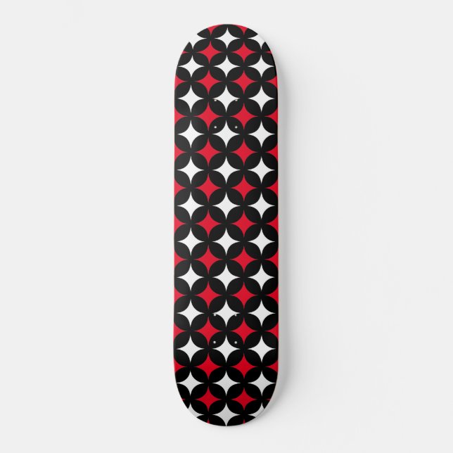 Abstract stars in black red and white skateboard (Recto)