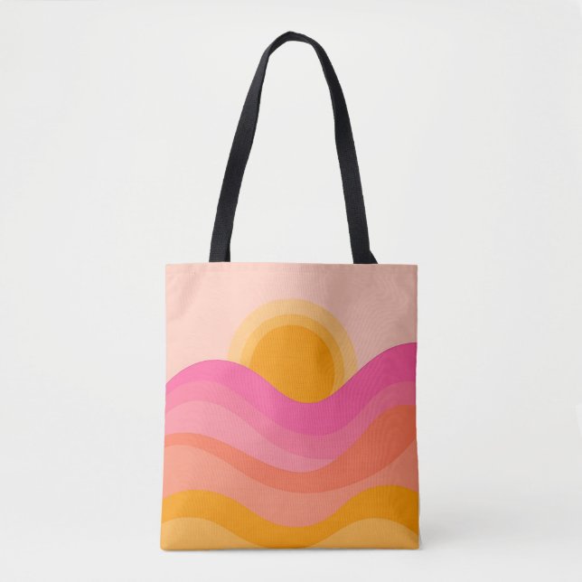 Abstract Sunset Tote Bag | Pastel Wave (Devant)