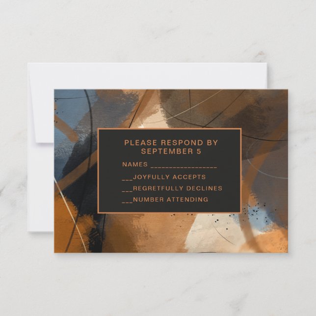 Abstract Terracotta RSVP Card Wedding Unique (Devant)