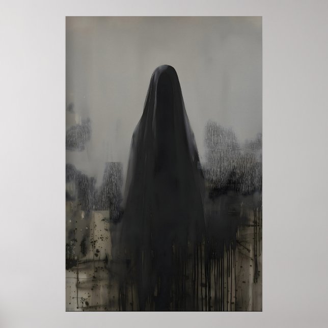 Abstract Veiled Person Gothic Art Printable Poster (Devant)
