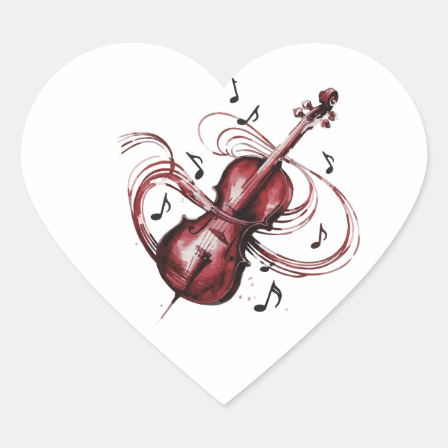 Abstract violin heart-shaped stickers (Devant)