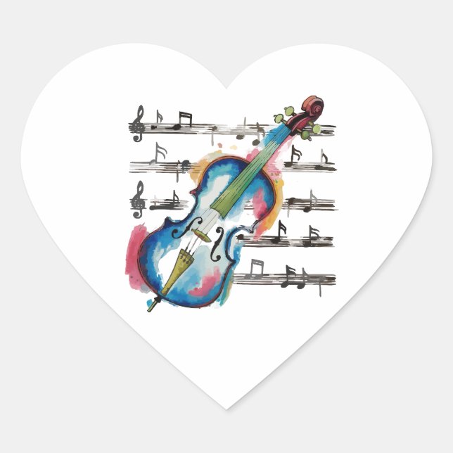 Abstract violin heart-shaped stickers (Devant)