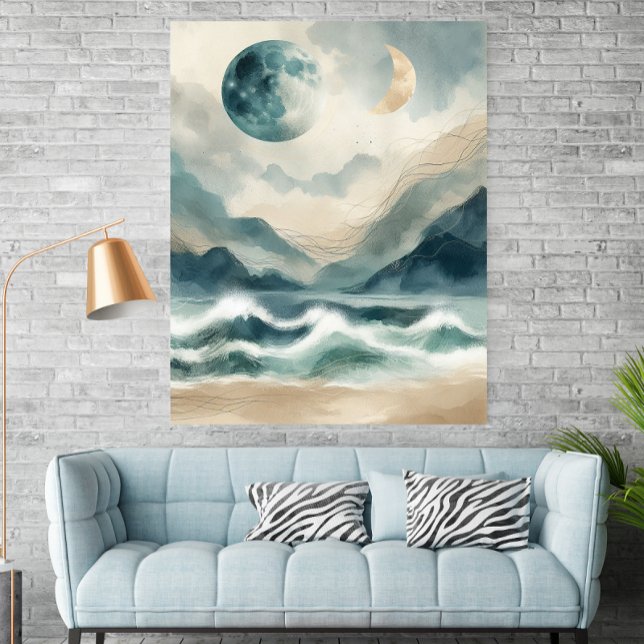 Abstract Watercolor Coastal Waves Poster Print (Créateur téléchargé)
