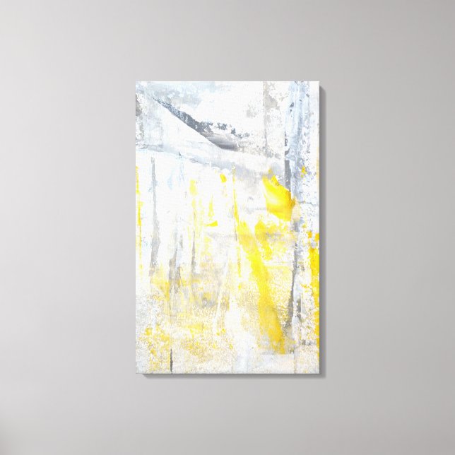 'Abstraction' Gris et toile d'art jaune (Recto)