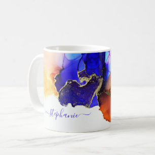Abstrait Alcool Bleu Encre Nommé Café Mug