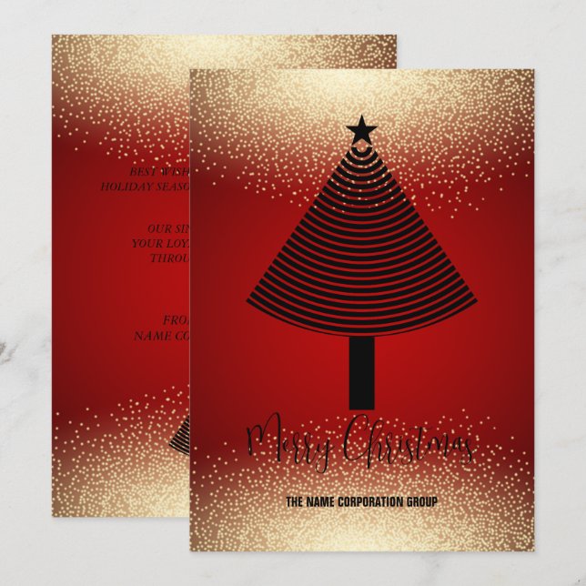 Abstrait arbre de Noël rouge Invitation (Devant / Derrière)
