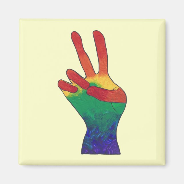 Abstrait arc-en-ciel signe main de paix magnets pe (Devant)