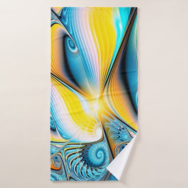 Abstrait artistique doré et bleu lumière moderne r (Serviette de bain)