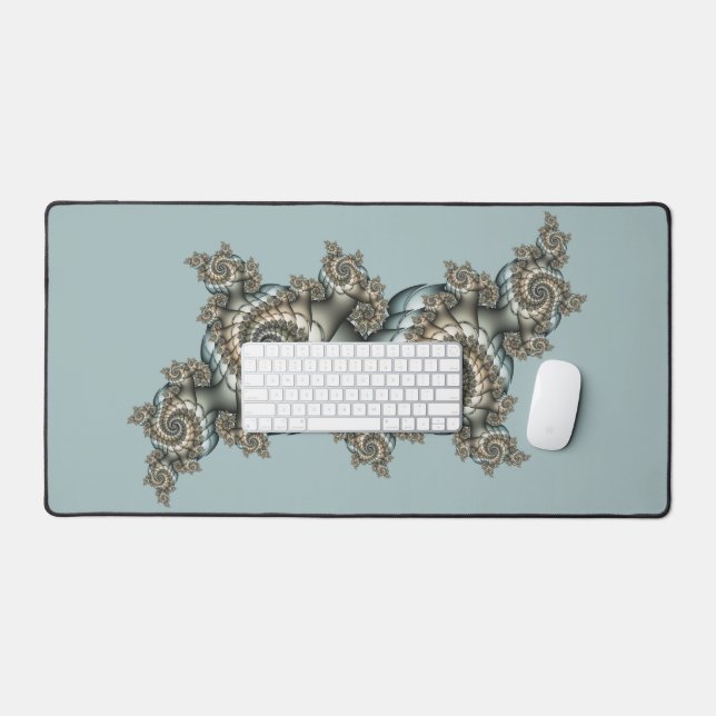 Abstrait Beige clair Bleu Fractal Art Spirales (Clavier et souris)