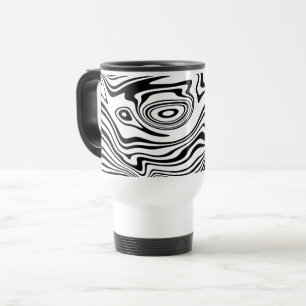 Abstrait Black Blanc Wavy Striped Travel Mug