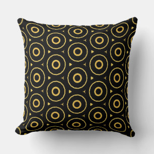 Abstrait Black Gold Cercles Accent Coussin