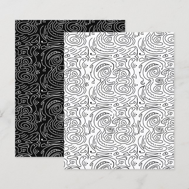 Abstrait Black Wavy Lines Livre blanc (Devant / Derrière)