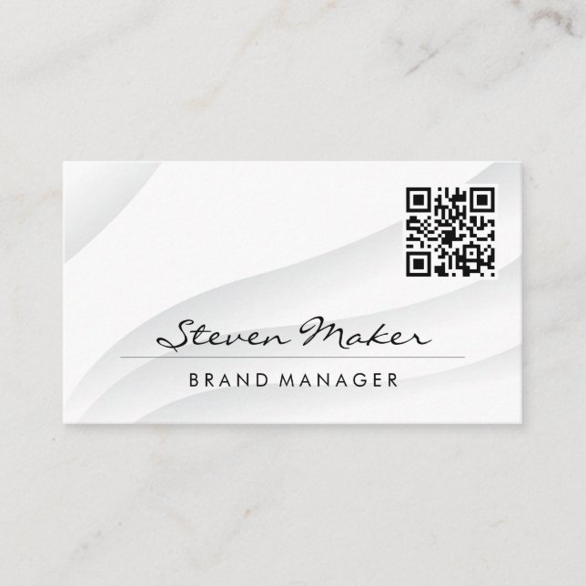 Abstrait blanc simple | Carte de visite de code QR (Devant)