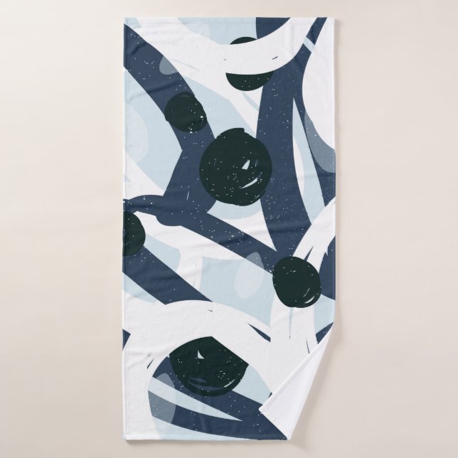 Abstrait bleu et marine brushstrokies peinture ill (Serviette de bain)