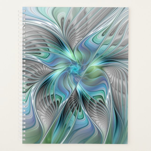 Abstrait Bleu Vert Papillon Imaginaire Fractal Art (Devant)