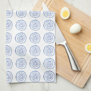 Abstrait Blue Coastal Motif Serviette de cuisine
