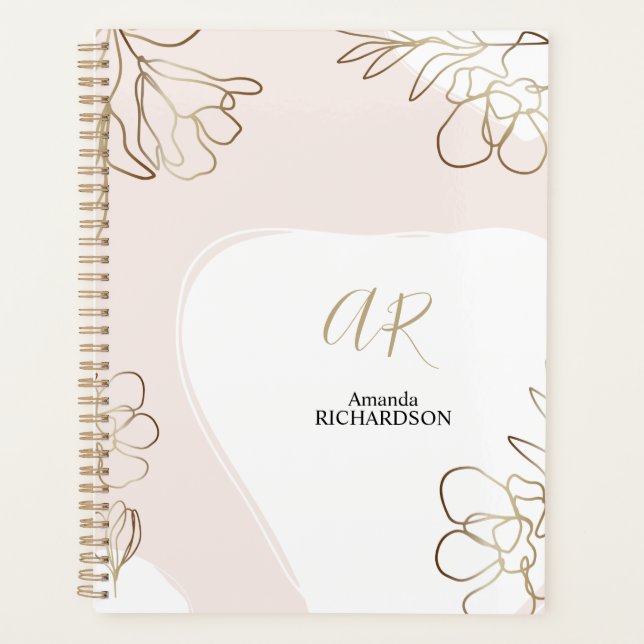 Abstrait Blush Pink et Gold Planner (Devant)