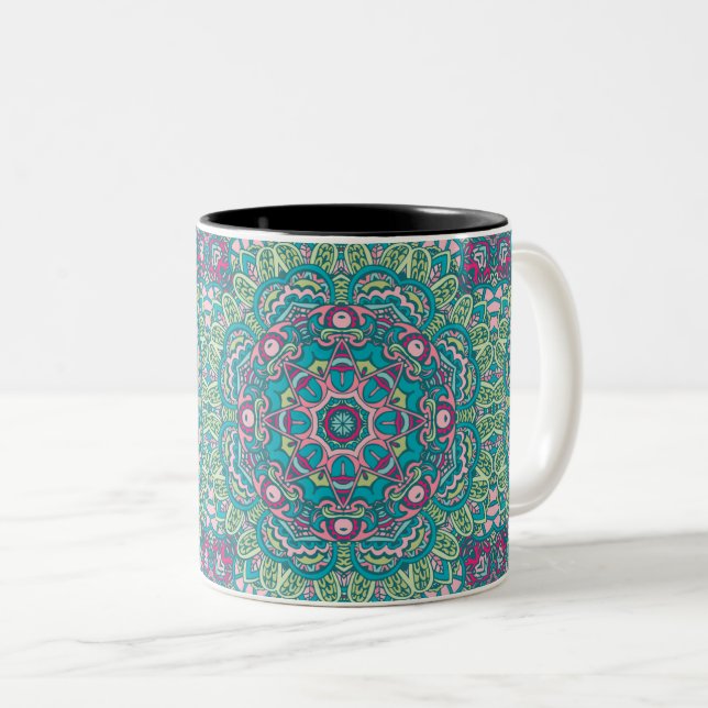 ABSTRAIT BOHO FESTIVE MANDALA MOTIF MUG (Devant droit)