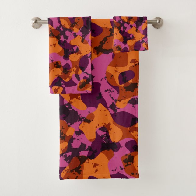 Abstrait camouflage orange, rose et bordeaux (En situation)