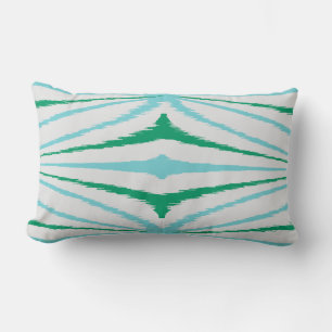Abstrait chic rayures vert turquoise coussin ikat