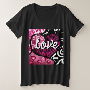Abstrait coeur d'amour rose Floral Pois noir