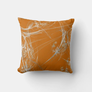 Abstrait Coussin fractal orange et blanc