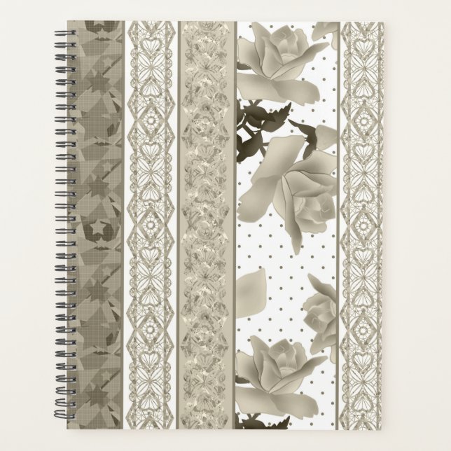 Abstrait dentelle rétro vintage beige roses f (Devant)