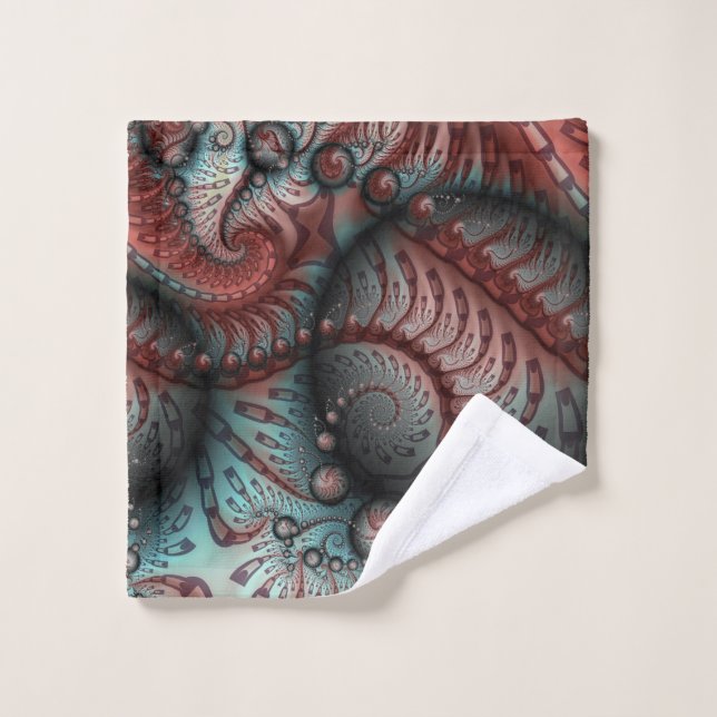 Abstrait Fantaisie Vive Art Fractal Brun Bleu (Gant de toilette)