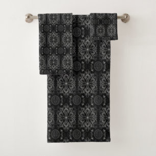 Abstrait Floral Noir Et Gris