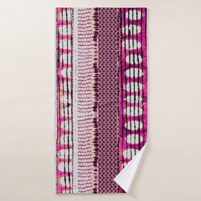 abstrait fuchsia coloré motif de frontière ethniqu (Serviette de bain)