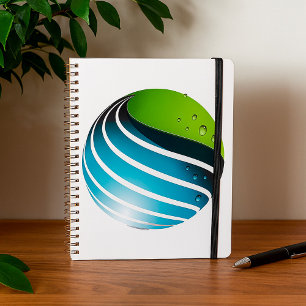 Abstrait Green Blue Globe Spiral Planner