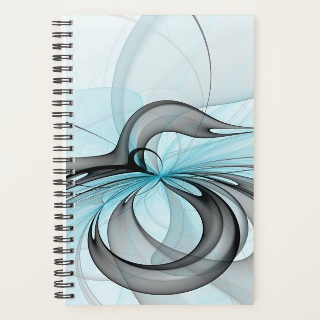 Abstrait Gris Bleu Anthracite Art Fractal Moderne (Devant)