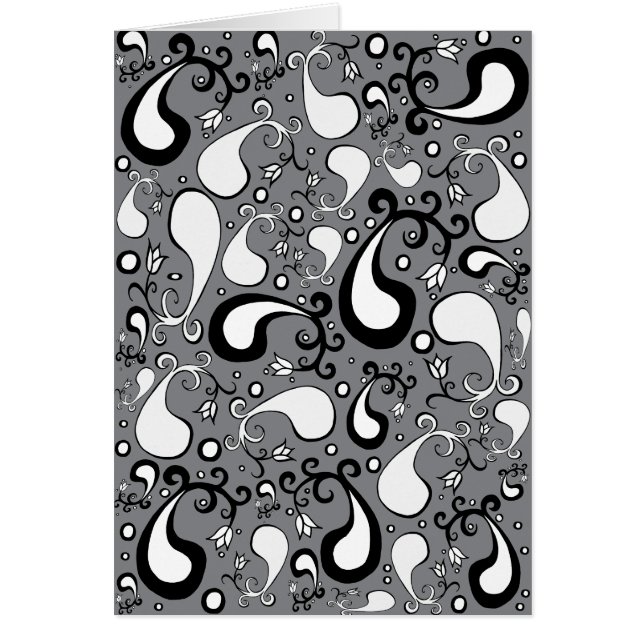 Abstrait gris et blanc Tulip Paisley motif (Devant)