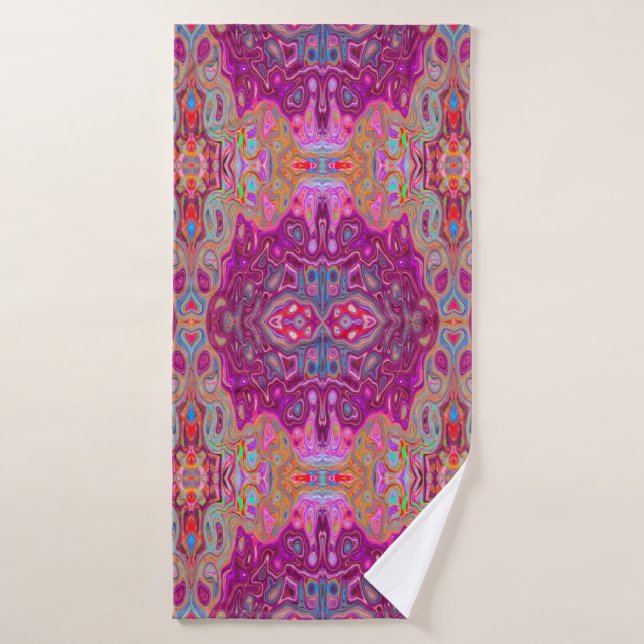 Abstrait Magenta Pink, Bleu et Rouge Motif Super (Serviette de bain)