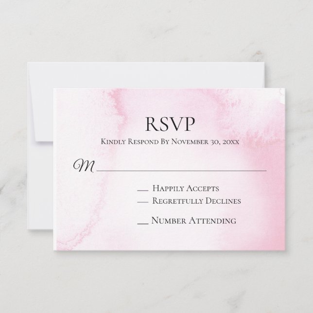 *~* Abstrait Mariage rose pâle et rose RSVP Insert (Devant)