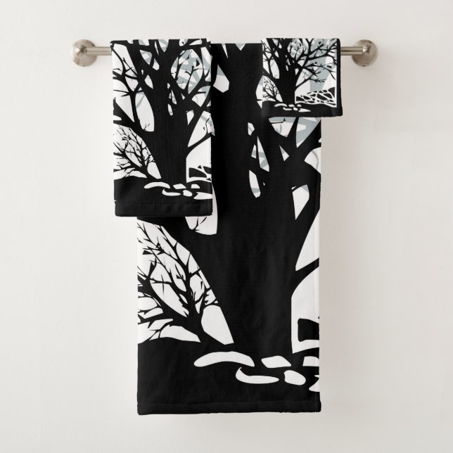 Abstrait moderne arbre noir silhouette ombre blanc (En situation)