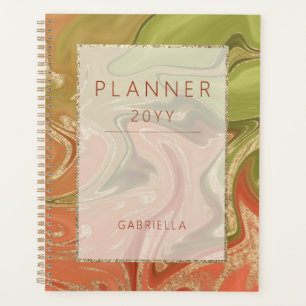 Abstrait moderne Burnt Orange Vert & Or