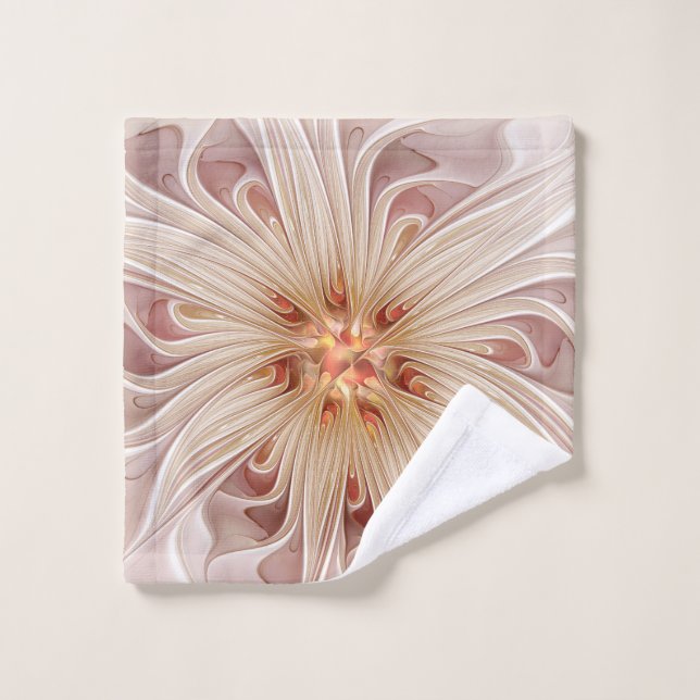 Abstrait Moderne Peach Pastel Flower Fractal Art (Gant de toilette)
