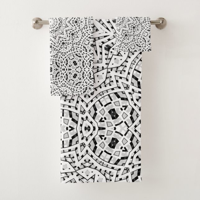 Abstrait moderne sans couture ornemental blanc noi (En situation)