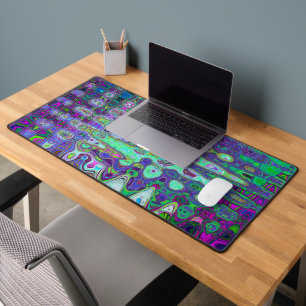Abstrait Mosaïque Rétro Ondulée Verte et Violette