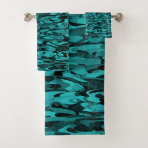 Abstrait Motif Turquoise Noir