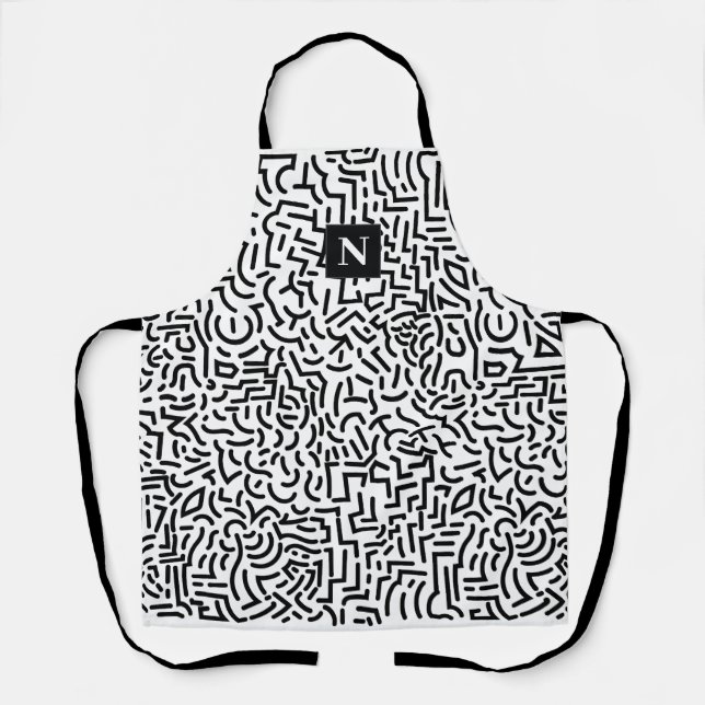 Abstrait noir blanc Motif tablier (Recto)